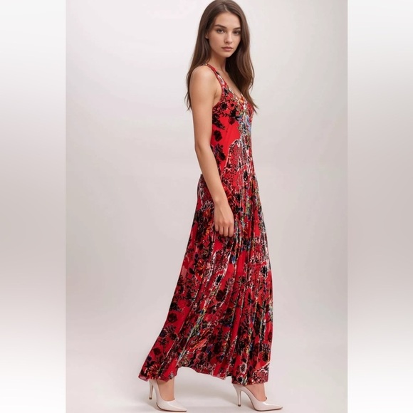 Johnny Was Bias Dress Bobcat Forest Silk Blend Red Floral Maxi SZ XS $575 NWT - Picture 2 of 16
